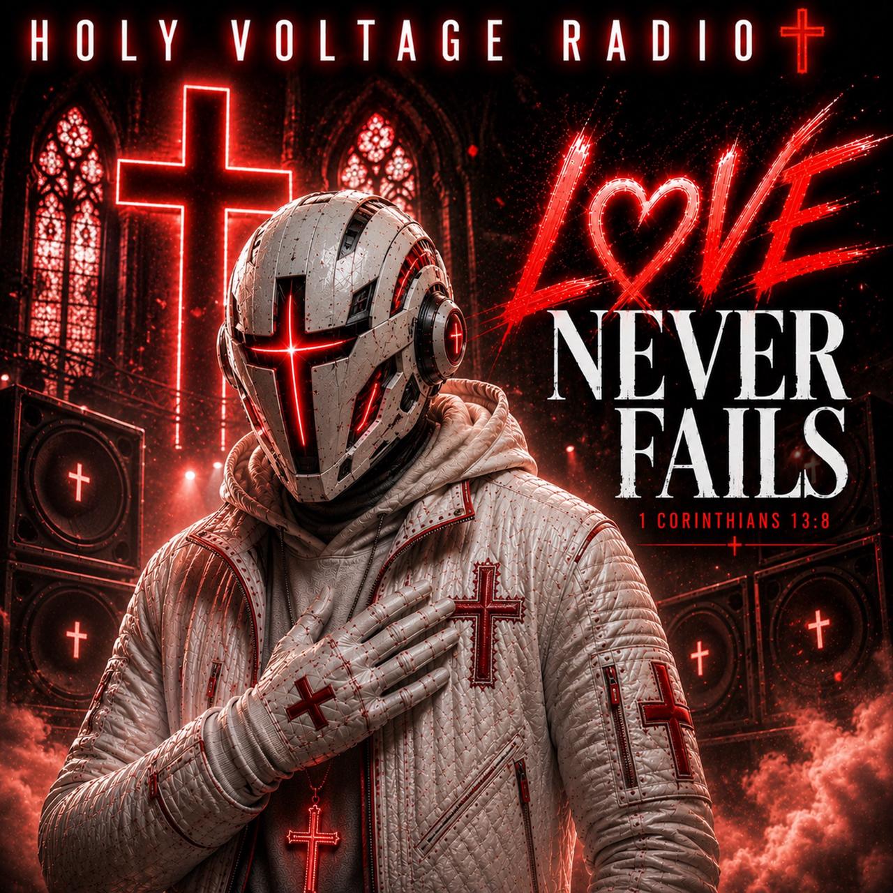 Love Never Fails album cover art by Holy Voltage Radio