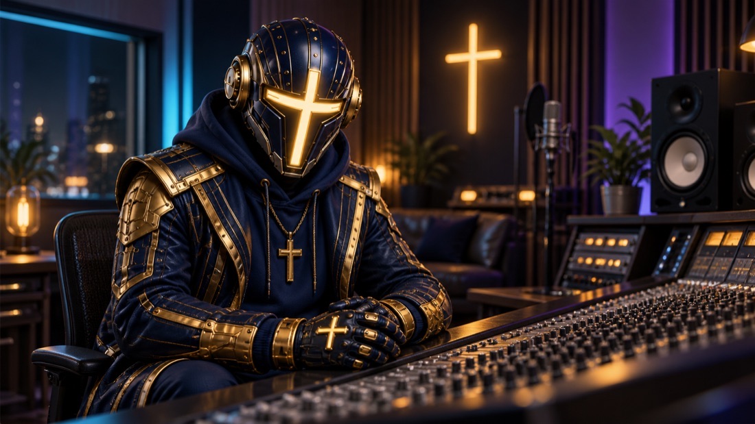 DJ Voltage in the Holy Voltage Radio studio